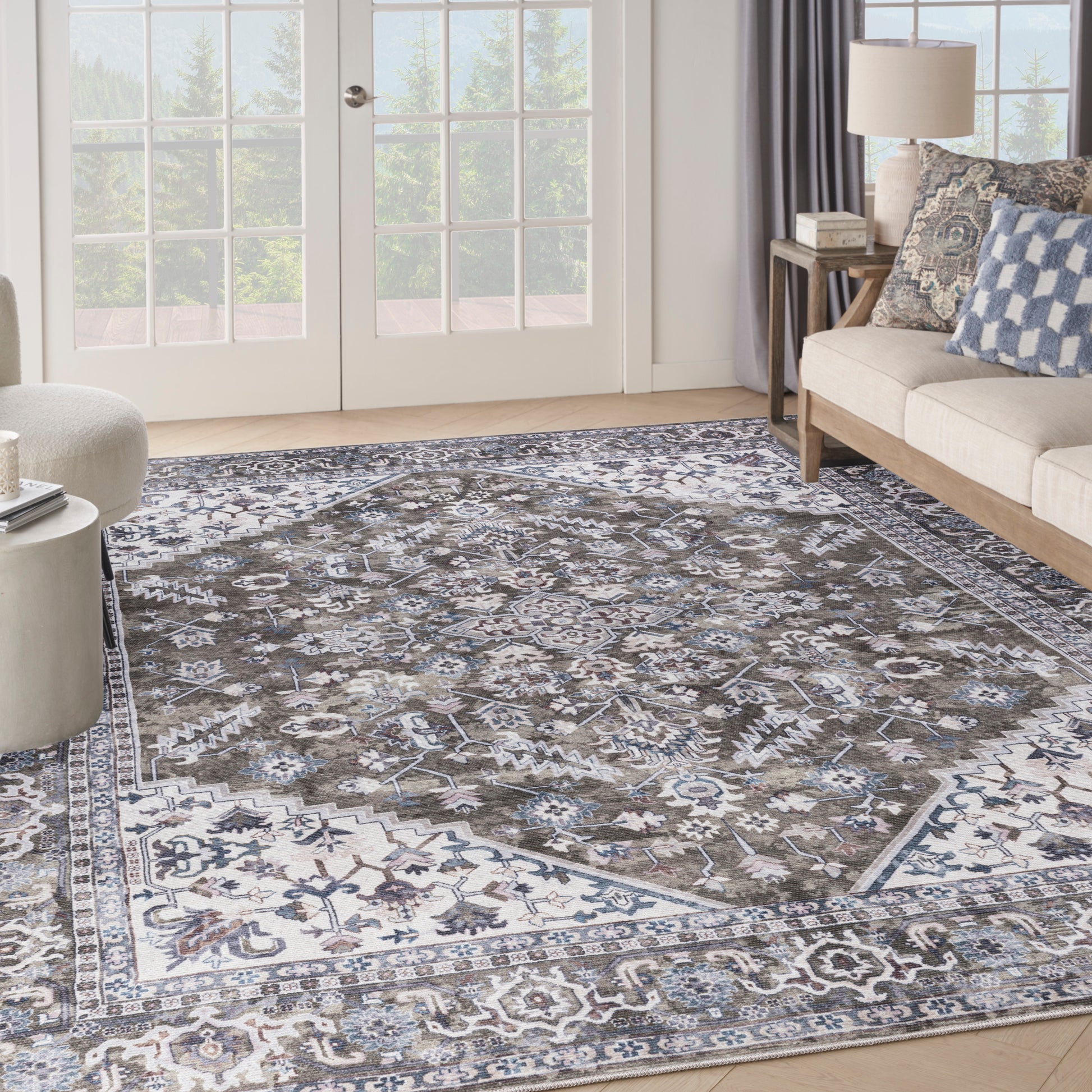 Nourison Home New Concept Washables  Olive Ivory  Traditional