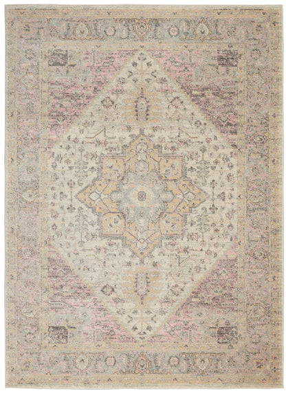 Nourison Home Tranquil TRA06 Ivory Pink Transitional Power-loomed Rug