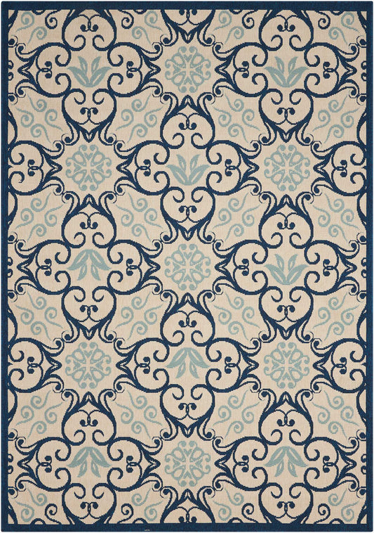 Nourison Home Caribbean  Ivory Navy  Transitional