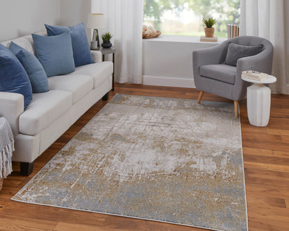 Feizy Aura 39LNF Gold Gray Abstract Machine Woven Rug - Rugs - Feizy - Atlanta Designer Rugs