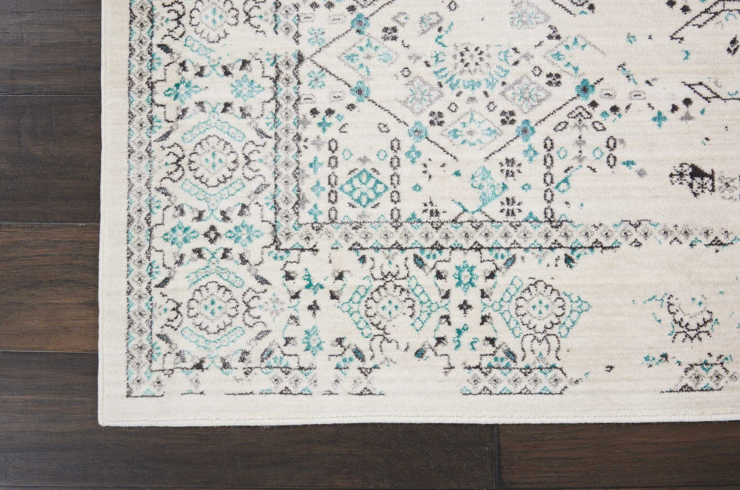 Nourison Home Silver Screen  Ivory Teal  Transitional