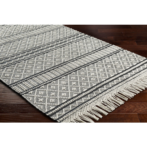 Surya Farmhouse Tassels FTS-2300 Black Cottage Woven Rug