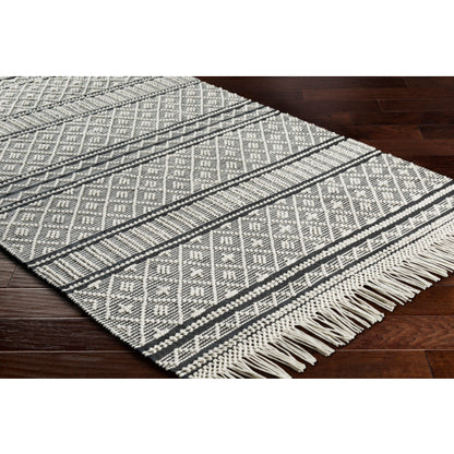 Surya Farmhouse Tassels FTS-2300 Black Cottage Woven Rug