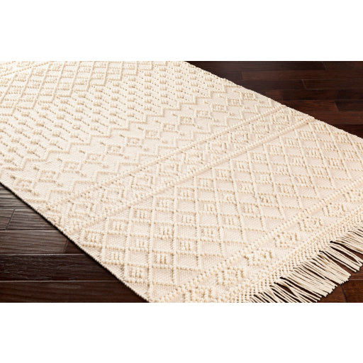 Surya Farmhouse Tassels FTS-2305 White Cottage Woven Rug