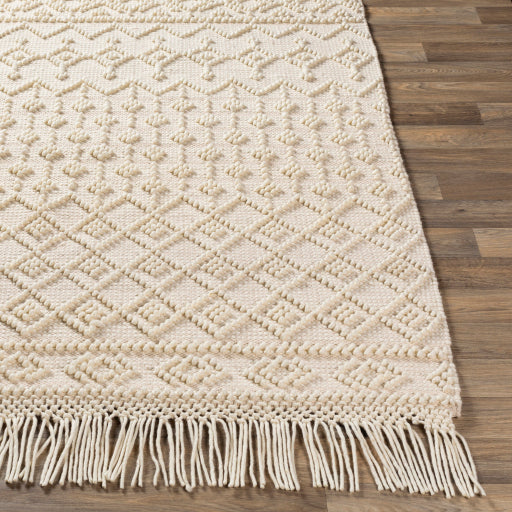 Surya Farmhouse Tassels FTS-2305 White Cottage Woven Rug