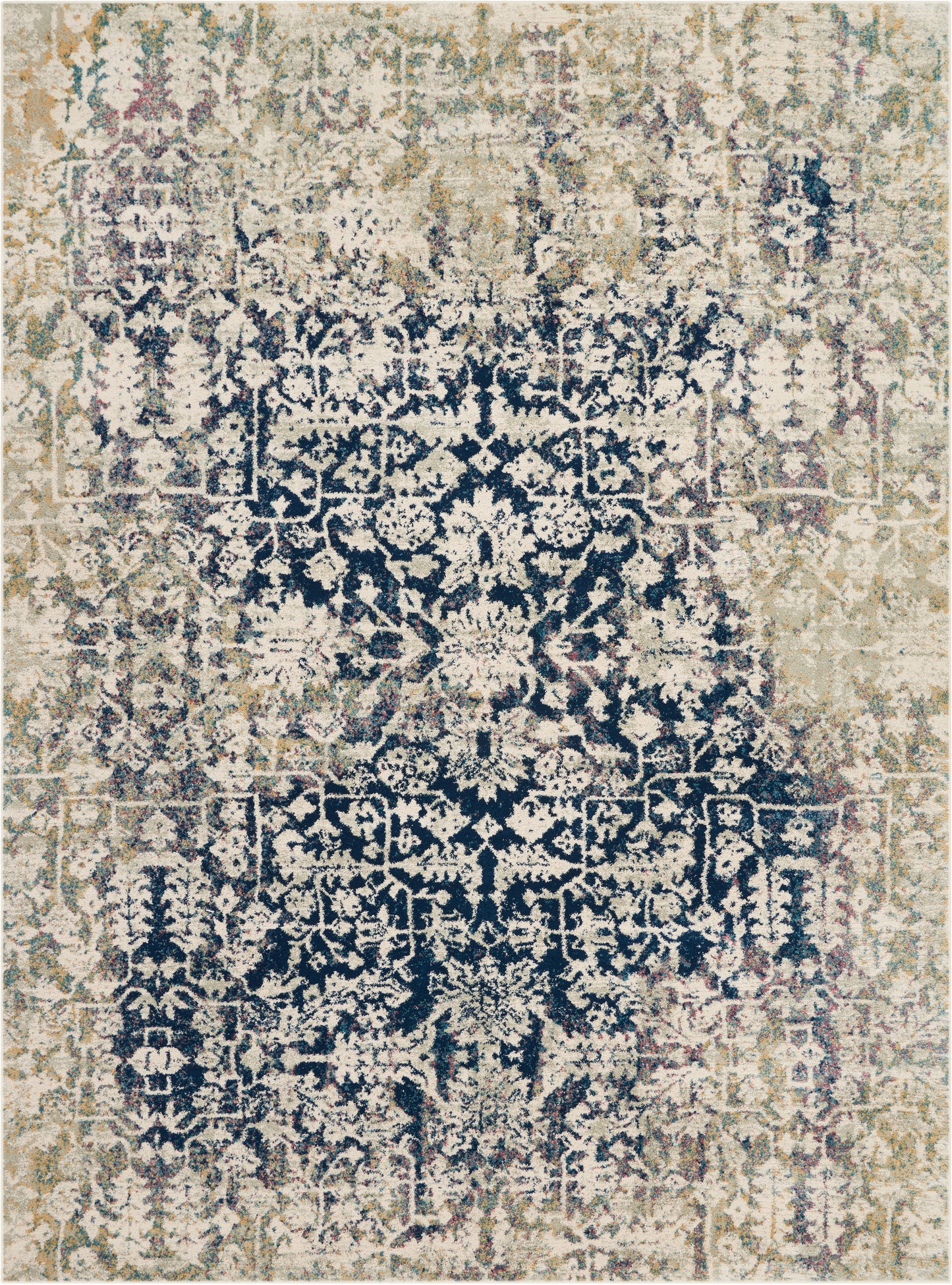 Nourison Home Fusion FSS12 Cream Blue Transitional Power-loomed Rug
