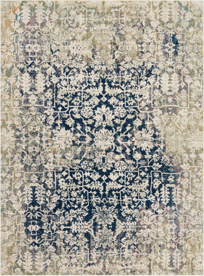 Nourison Home Fusion FSS12 Cream Blue Transitional Power-loomed Rug