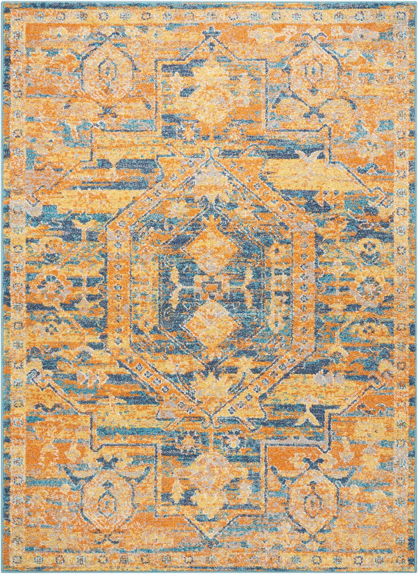 Nourison Home Passion PSN07 Teal Sun Traditional Power-loomed Rugs