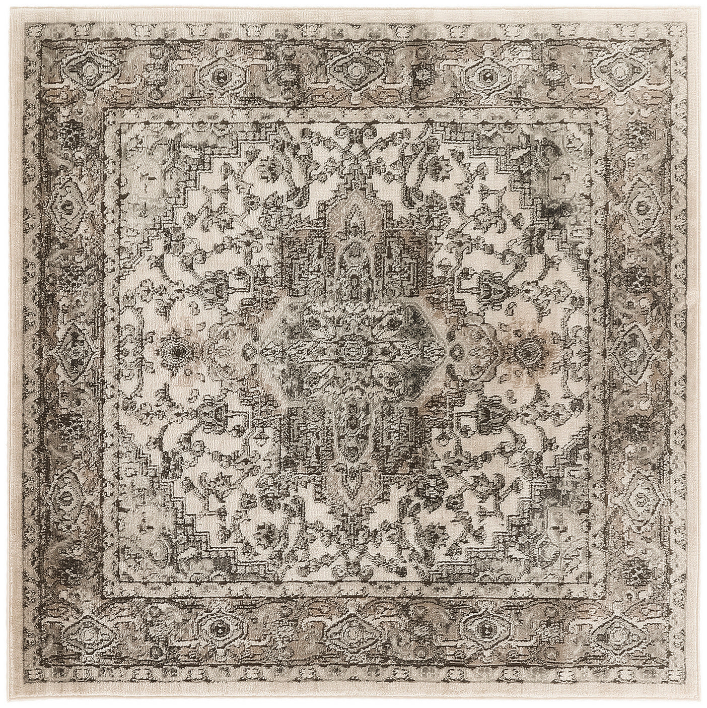 Nourison Home Quarry QUA05 Ivory Grey Transitional Power-loomed Rugs