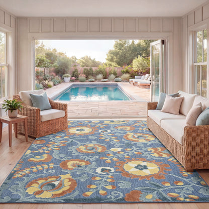 Nourison Home Aloha  Blue Rose  Contemporary