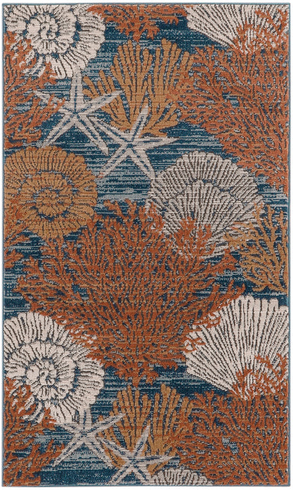 Nourison Home Seaside SDS04 Blue Multicolor Contemporary Power-loomed Rug