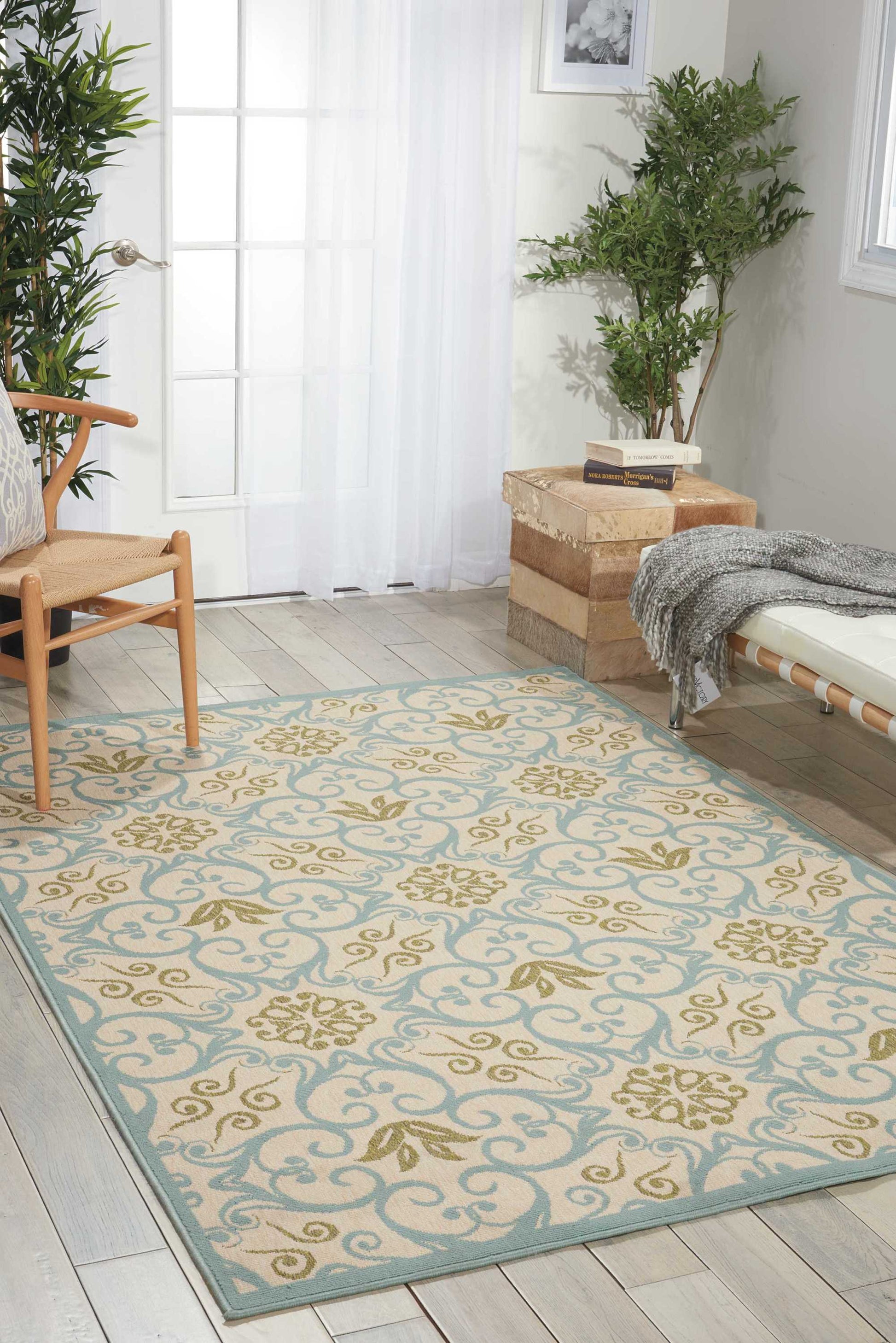 Nourison Home Caribbean  Ivory Blue  Transitional