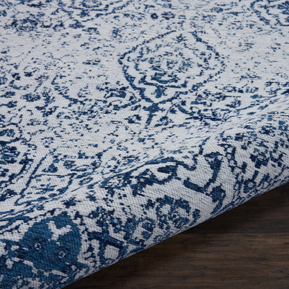 Nourison Home Damask  Ivory Navy  Transitional