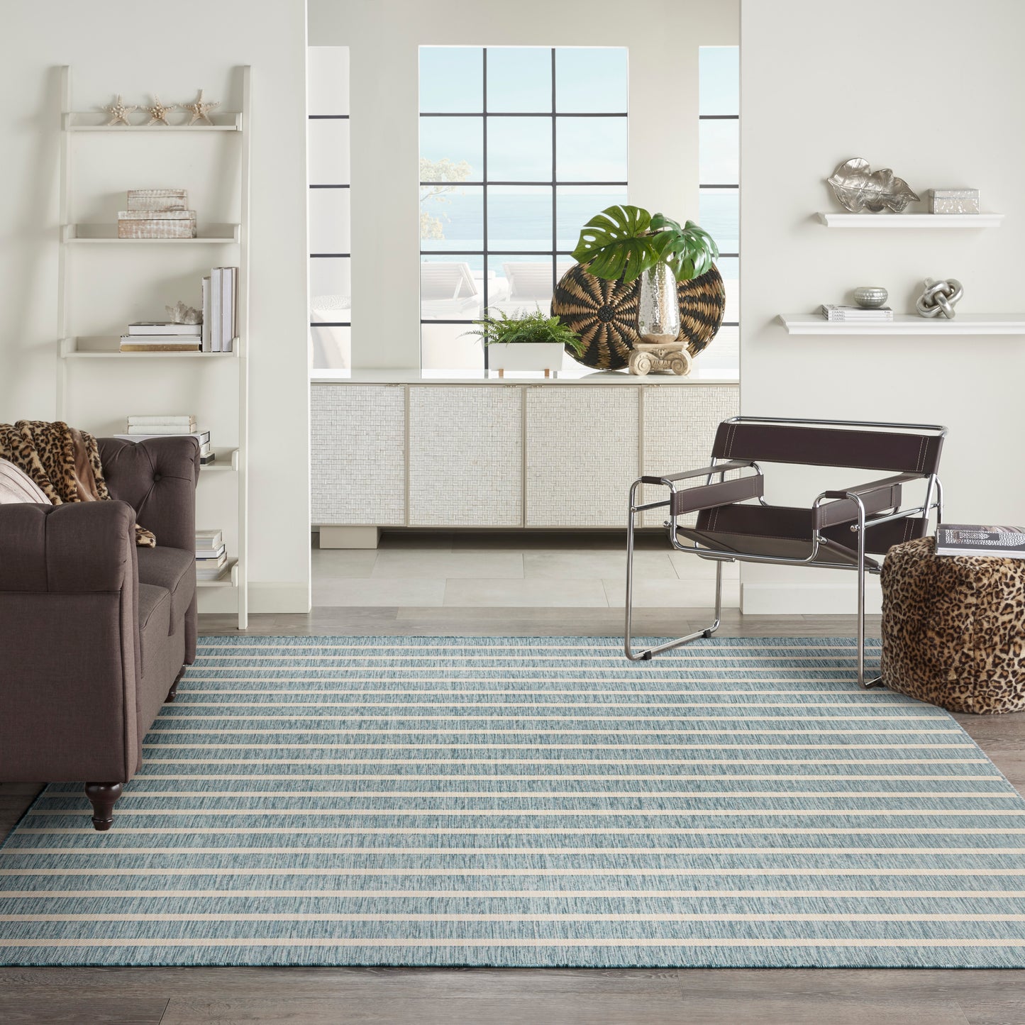 Nourison Home Positano  Aqua Ivory  Contemporary