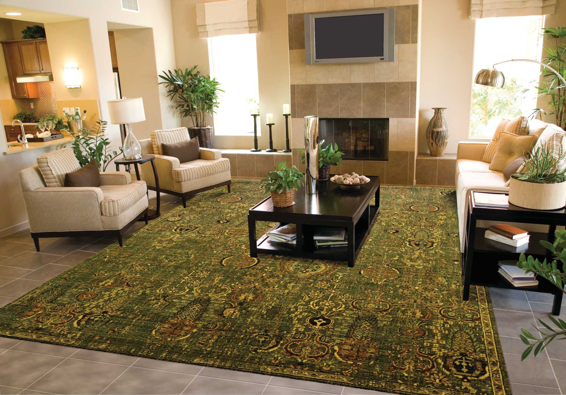 Nourison Home Timeless  Green Gold  Traditional