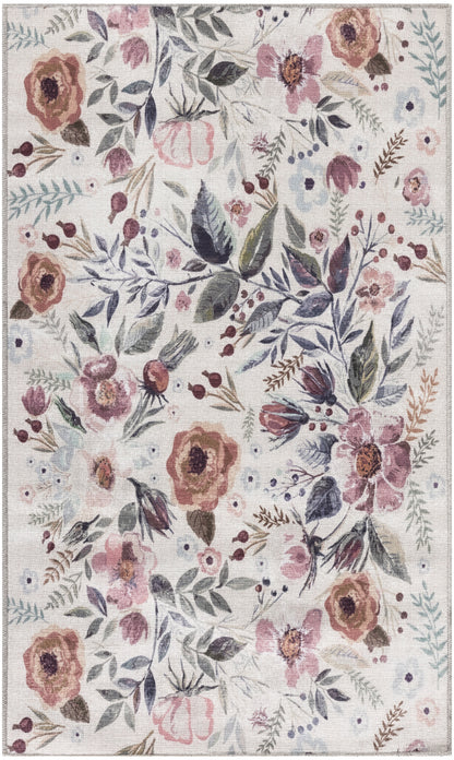 Nourison Home Nourison Washables NWB01 Ivory Pink Traditional Power-loomed Rug