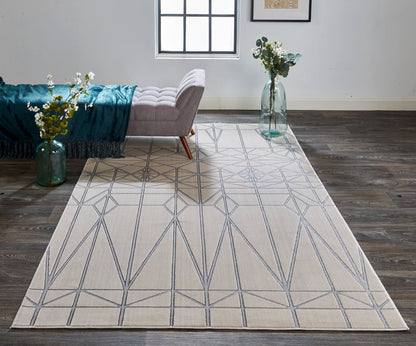 Feizy Micah 3045F Ivory Silver Modern/Mid - Century Modern Machine Woven Rug - Rugs - Feizy - Atlanta Designer Rugs