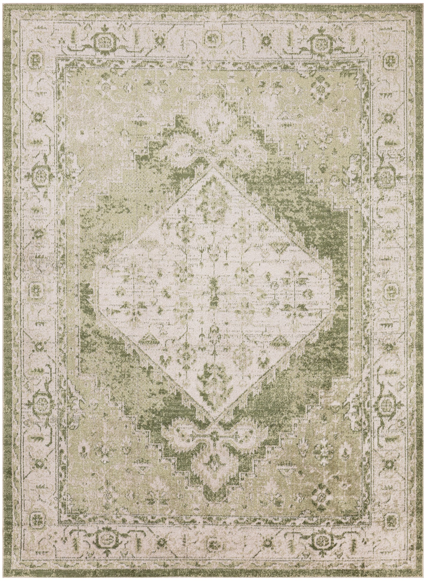 Nourison Home Astra Machine Washable ASW11 Ivory Green Traditional Power-loomed Rug