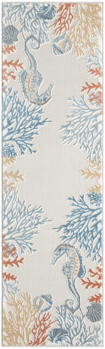 Nourison Home Seaside SDS03 Ivory Multicolor Contemporary Power-loomed Rug