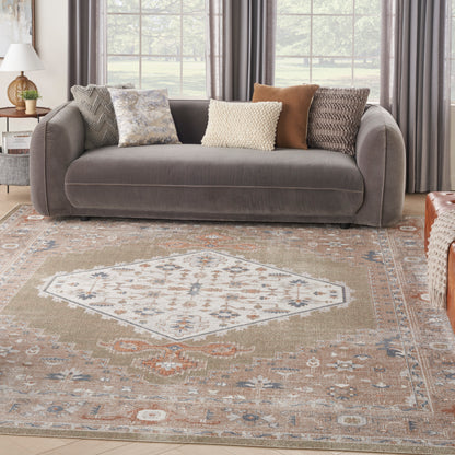Nourison Home Astra Machine Washable  Sage Multicolor  Traditional