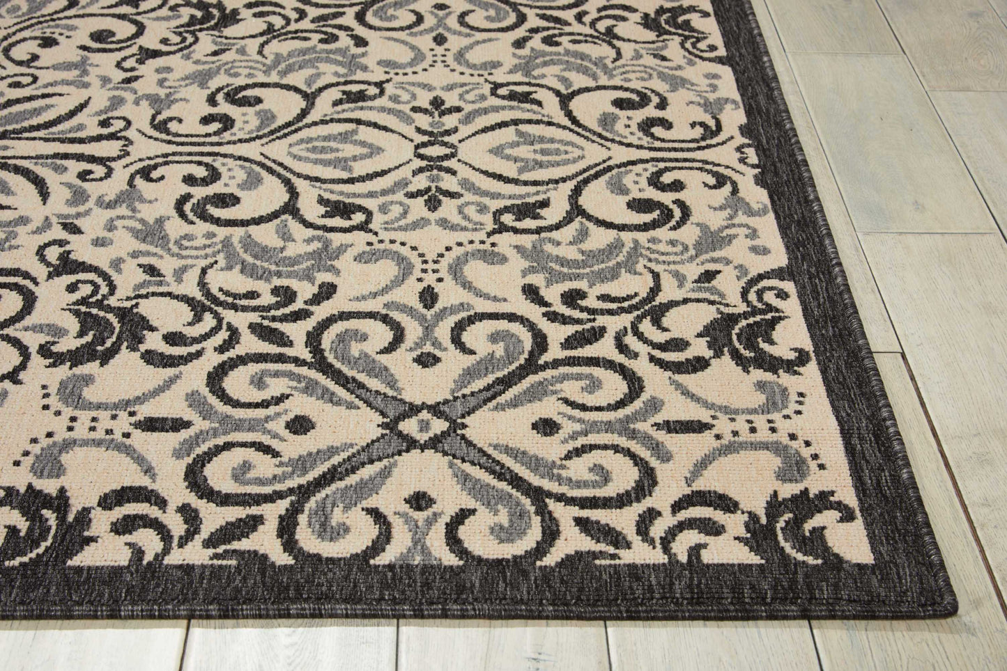 Nourison Home Caribbean  Ivory Charcoal  Transitional