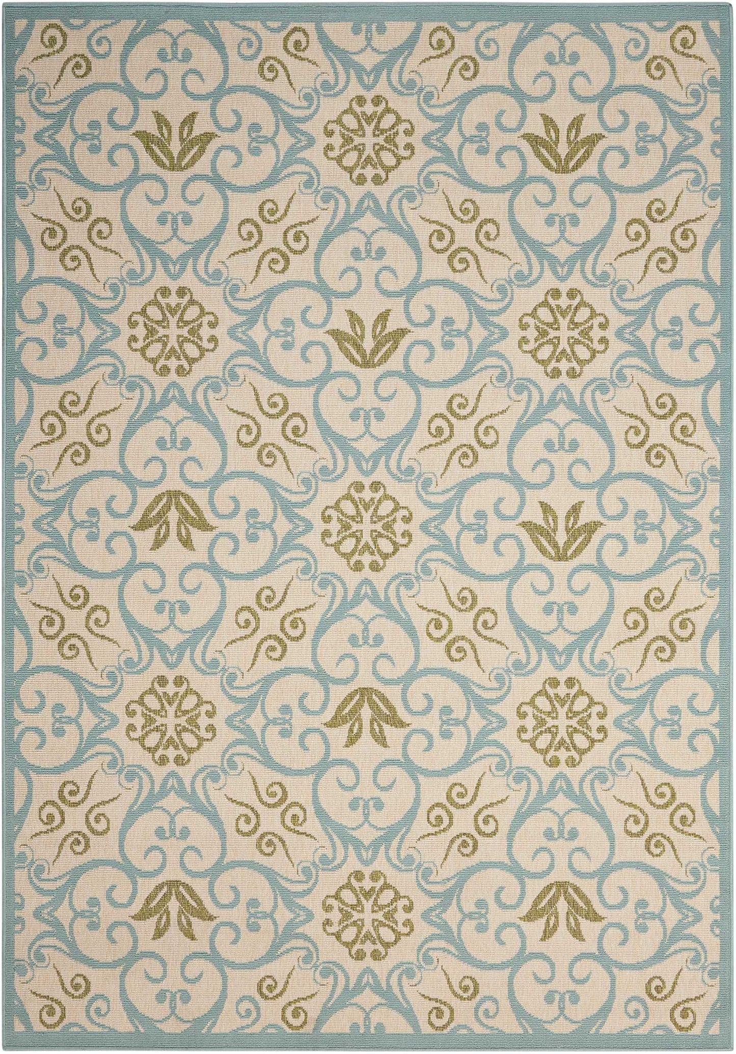 Nourison Home Caribbean CRB02 Ivory Blue Transitional Power-loomed Rug