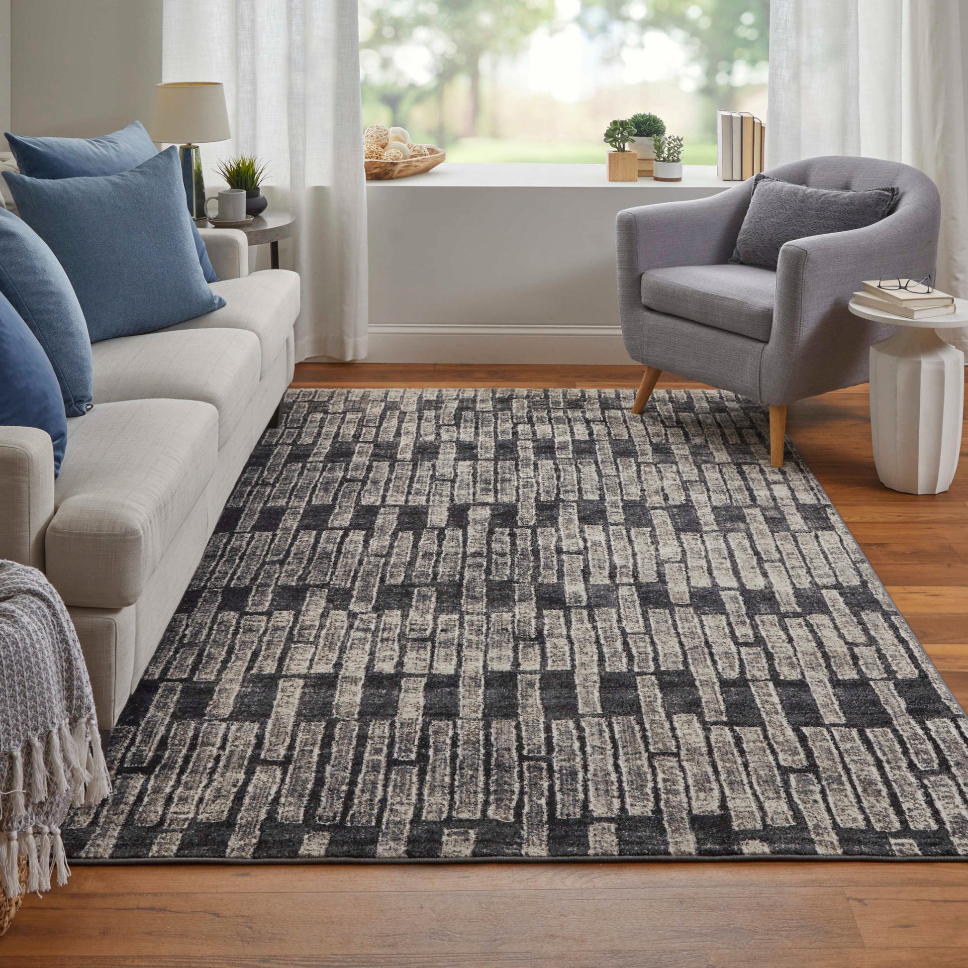 Feizy Rugs Kano 39LKF Charcoal Transitional/Industrial  Rug