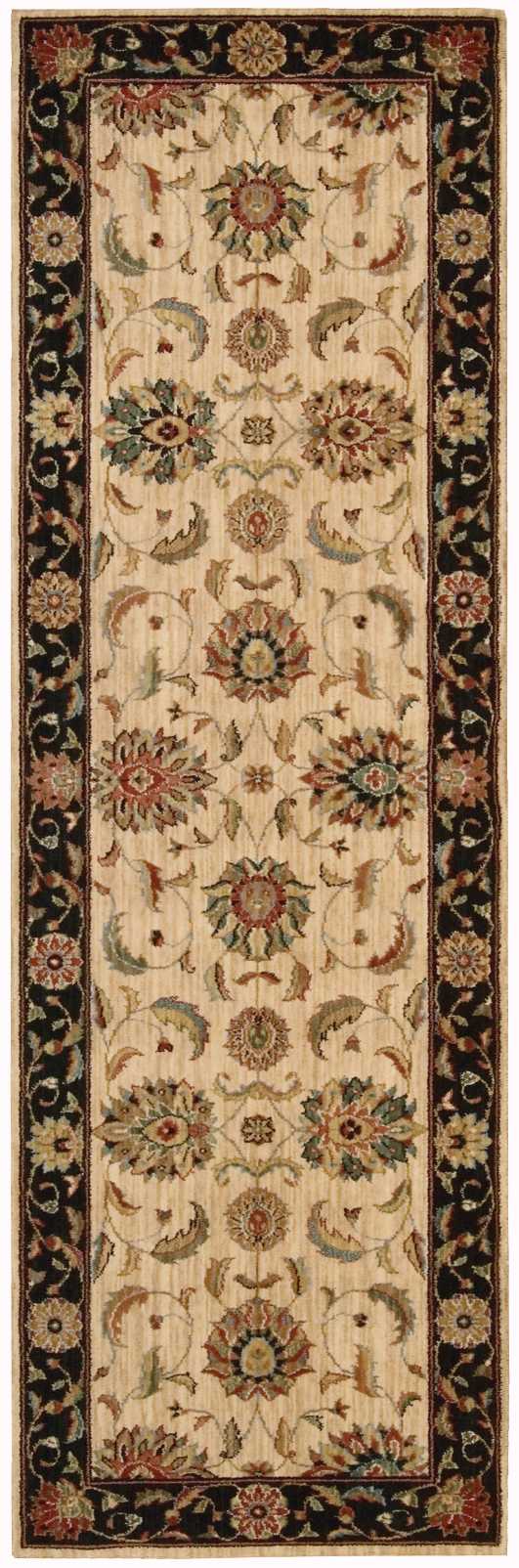 Nourison Home Living Treasures LI04 Ivory Black Traditional Loom-woven Rug