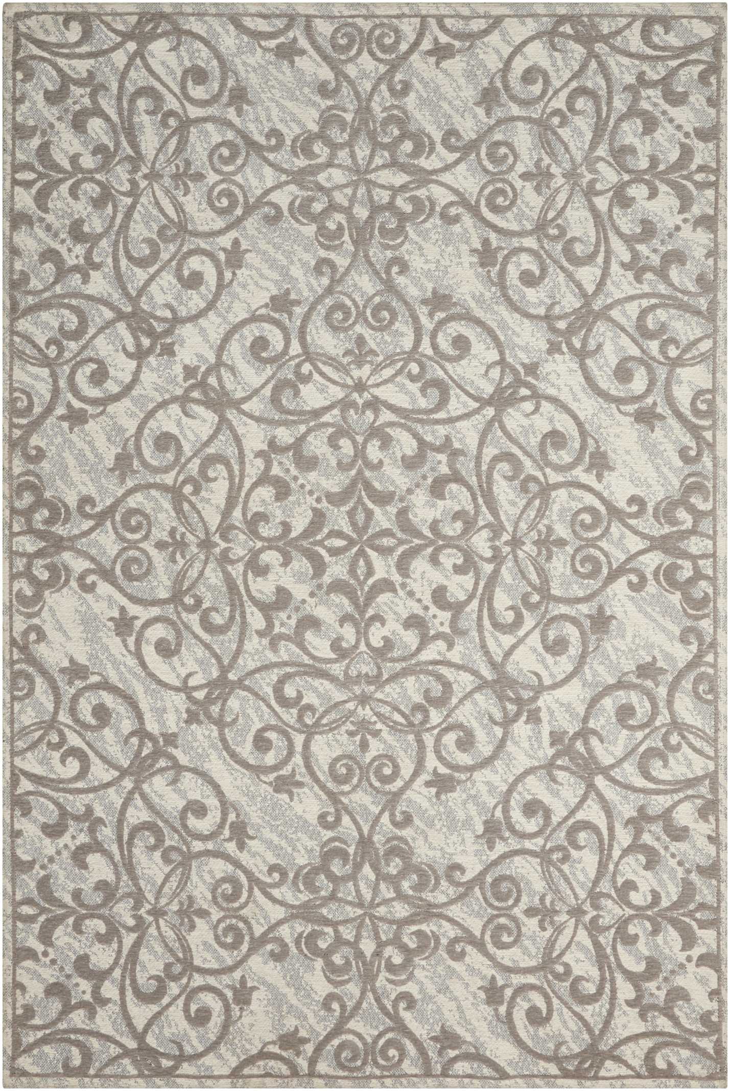 Nourison Home Damask DAS01 Ivory Grey Traditional Power-loomed Rug