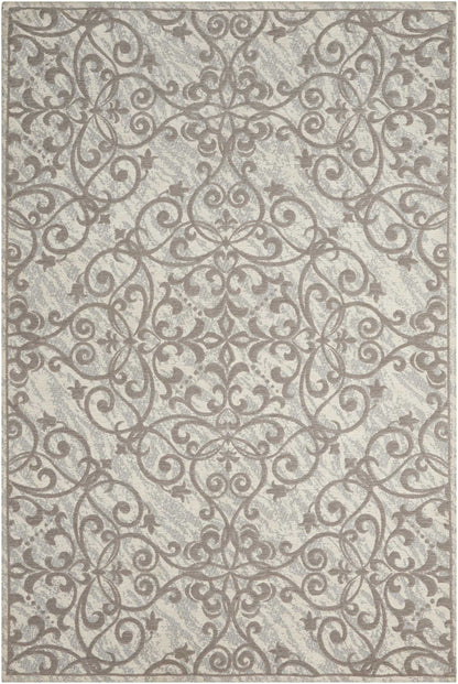 Nourison Home Damask DAS01 Ivory Grey Traditional Power-loomed Rug