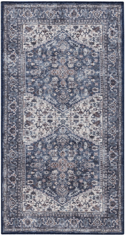 Nourison Home New Concept Washables SR104 Navy Ivory Traditional Machine Woven Rug