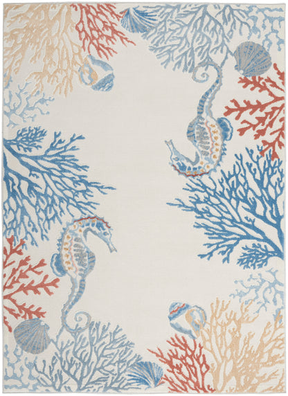 Nourison Home Seaside SDS03 Ivory Multicolor Contemporary Power-loomed Rug
