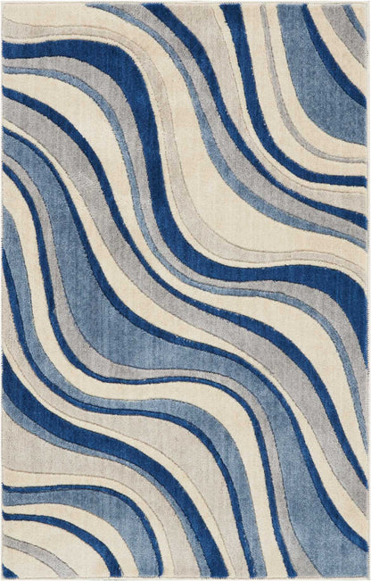 Nourison Home Somerset ST81 Ivory Blue Contemporary Power-loomed Rug
