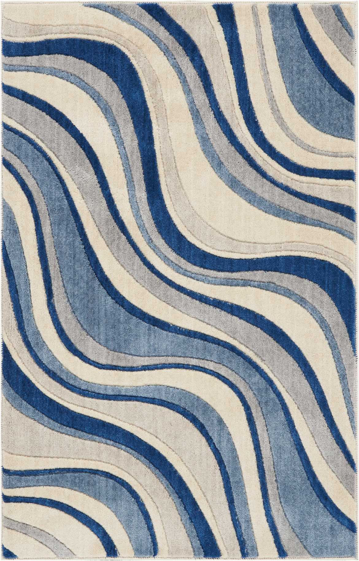 Nourison Home Somerset ST81 Ivory Blue Contemporary Power-loomed Rug
