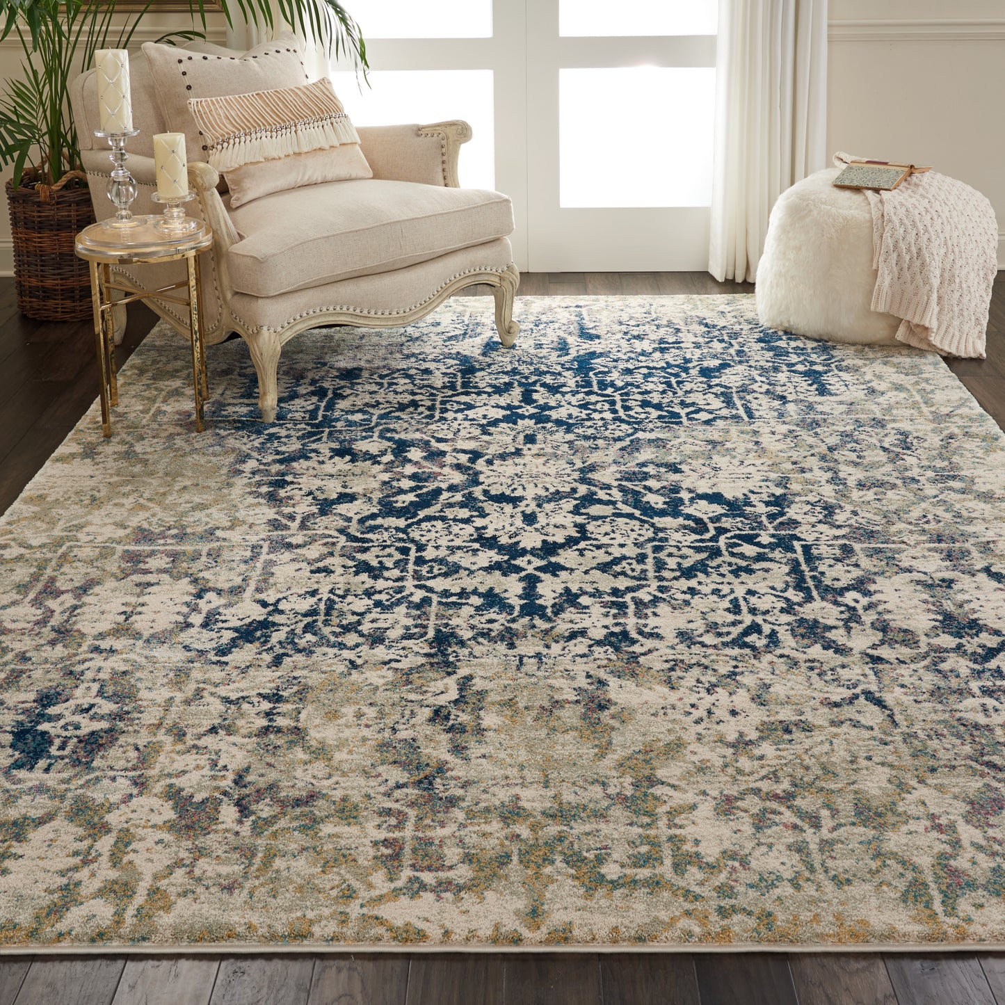 Nourison Home Fusion  Cream Blue  Transitional