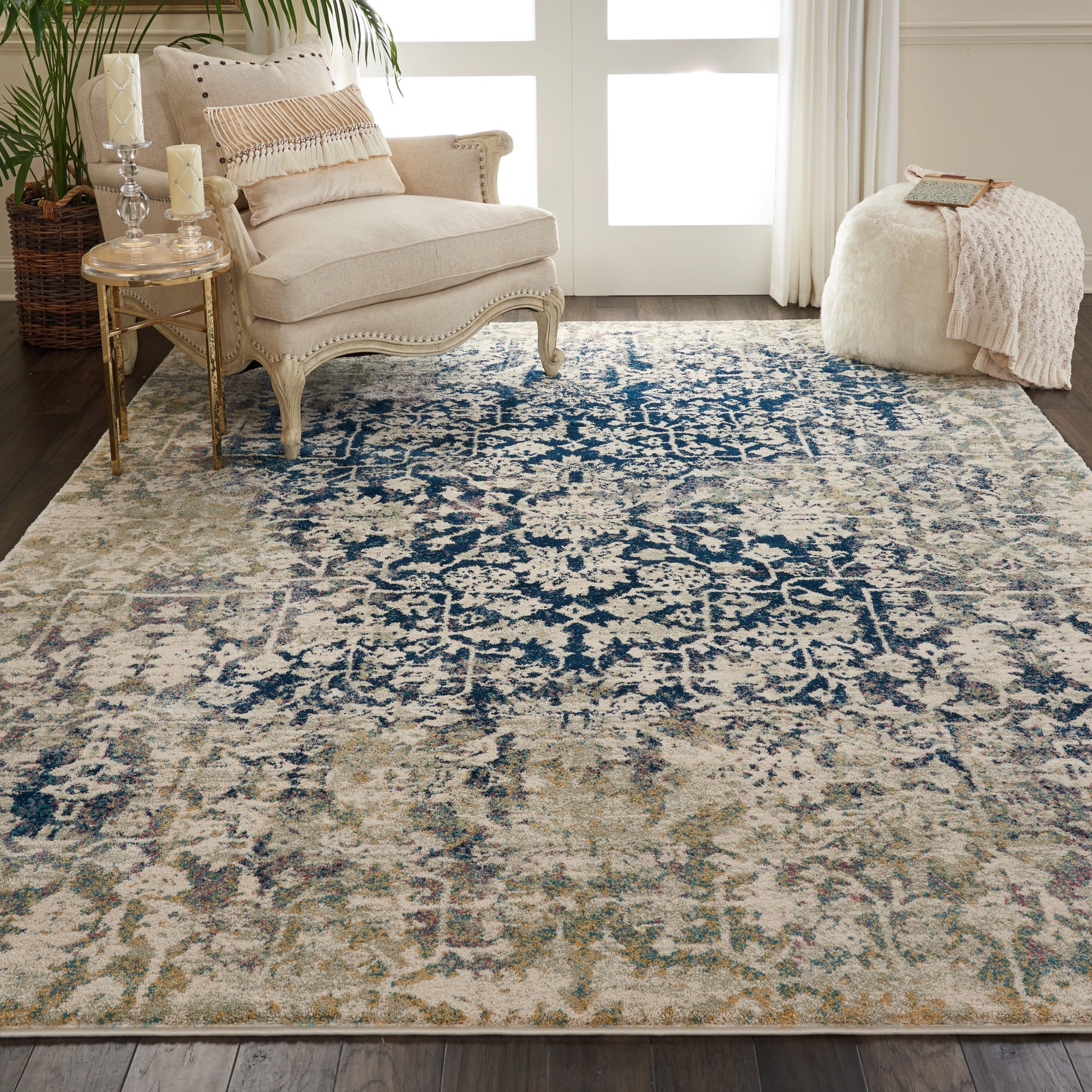 Nourison Home Fusion  Cream Blue  Transitional