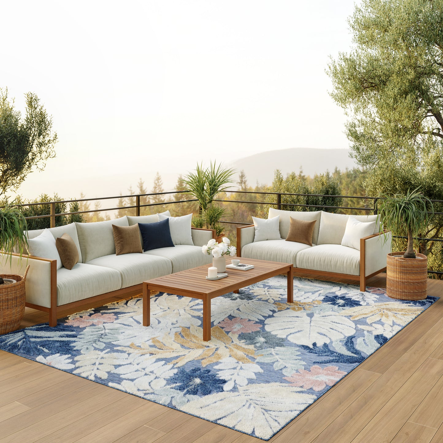 Nourison Home Suncoast  Denim Multicolor  Contemporary