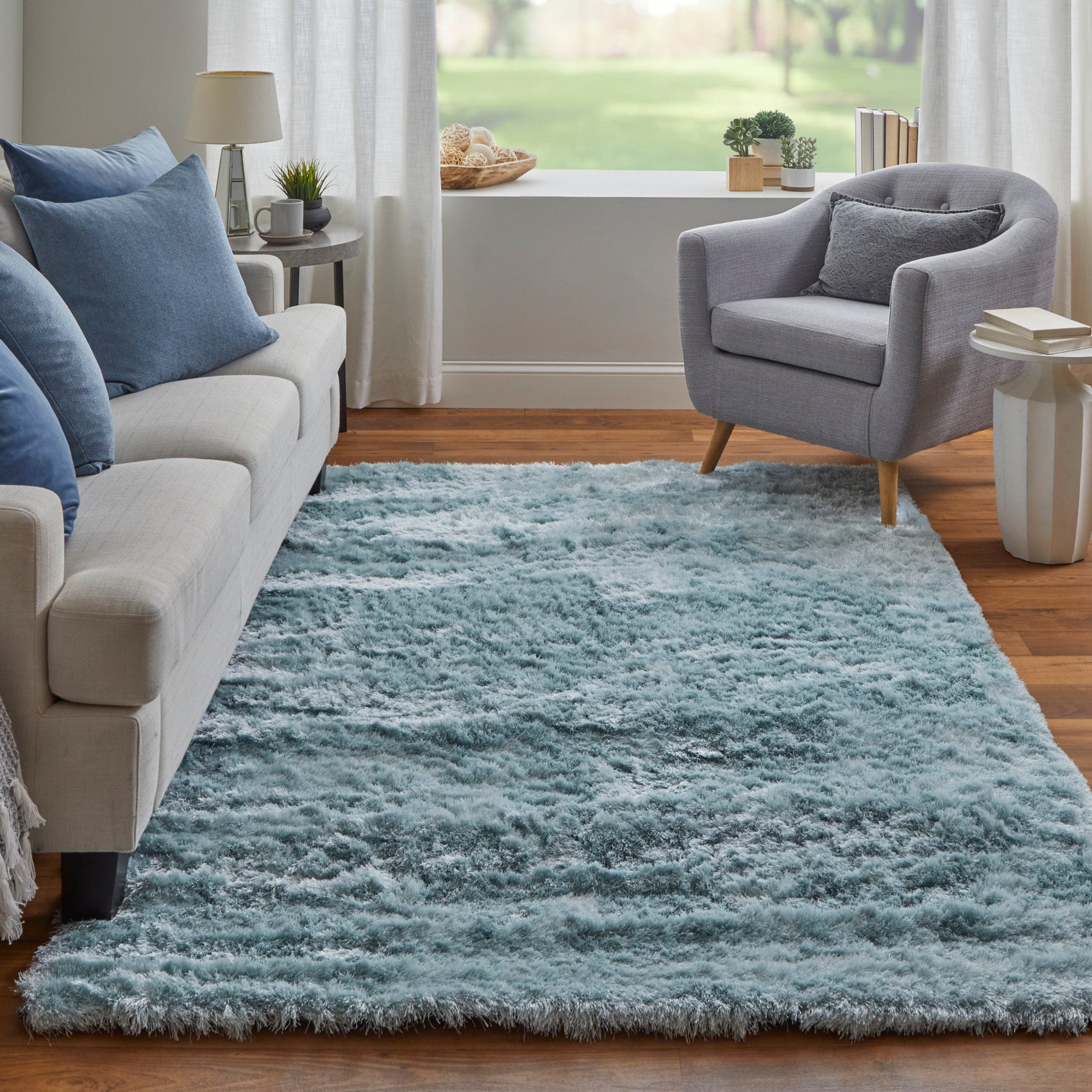 Feizy Indochine 4550F Light Aqua Modern/Luxury & Glam/Casual Hand Tufted Rug - Rugs - Feizy - Atlanta Designer Rugs