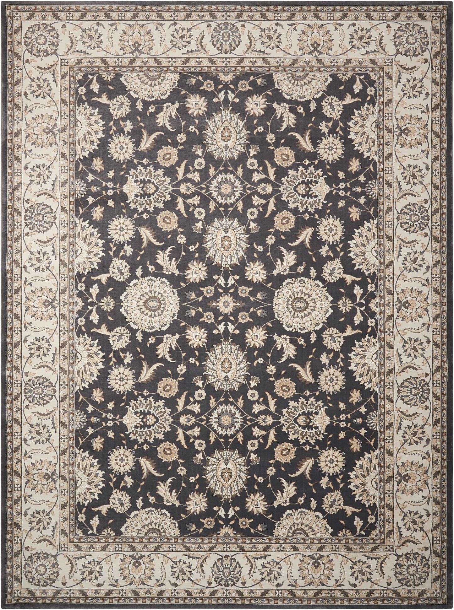 Nourison Home Persian Crown PC002 Charcoal Ivory Traditional Power-loomed Rug