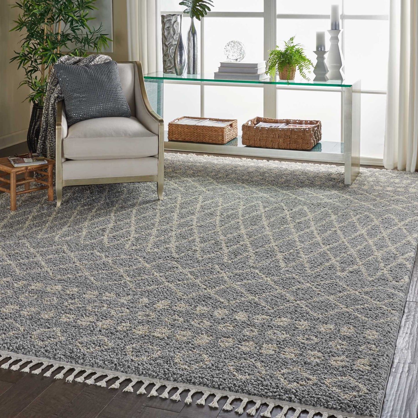 Nourison Home Moroccan Shag  Silver  Transitional