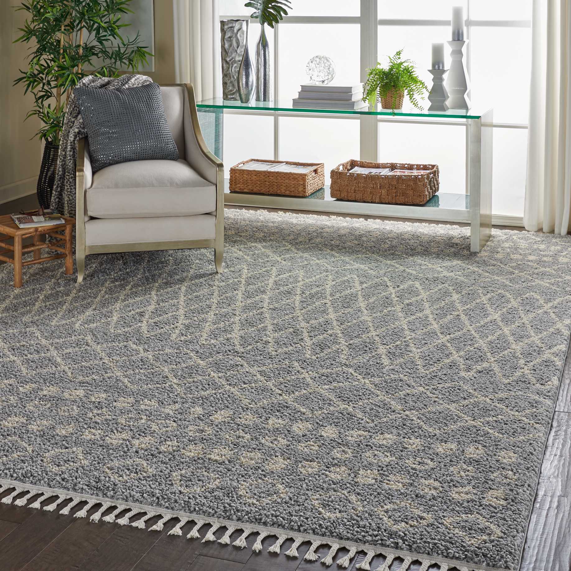 Nourison Home Moroccan Shag  Silver  Transitional