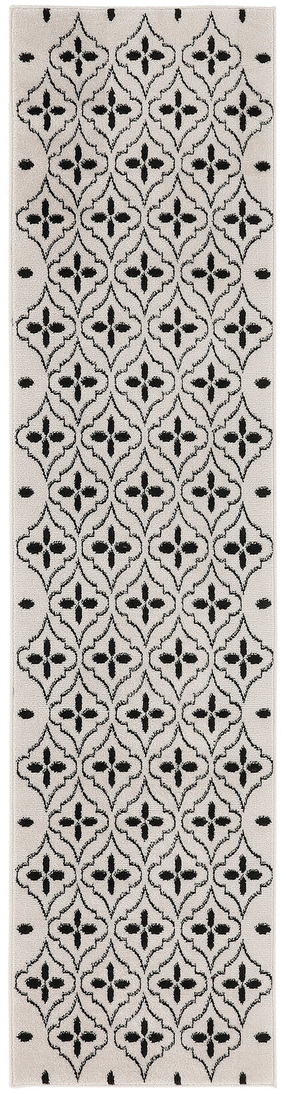 Nourison Home Nourison Essentials NRE04 Ivory Black Contemporary Power-loomed Rug