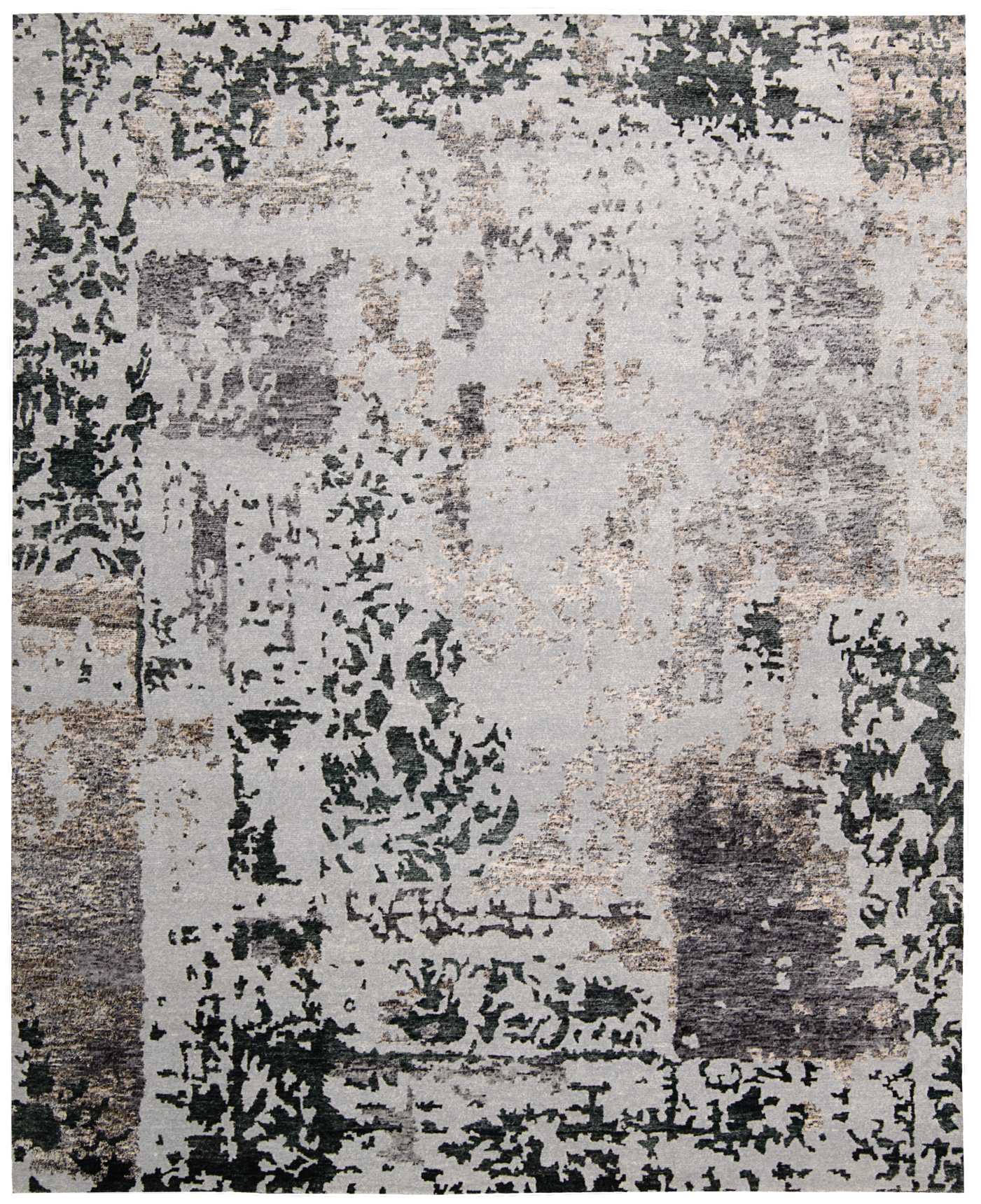 Nourison Home Silk Shadows SHA16 Silver Grey Transitional Hand Knotted Rug