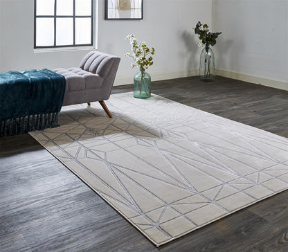 Feizy Micah 3045F Ivory Silver Modern/Mid - Century Modern Machine Woven Rug - Rugs - Feizy - Atlanta Designer Rugs