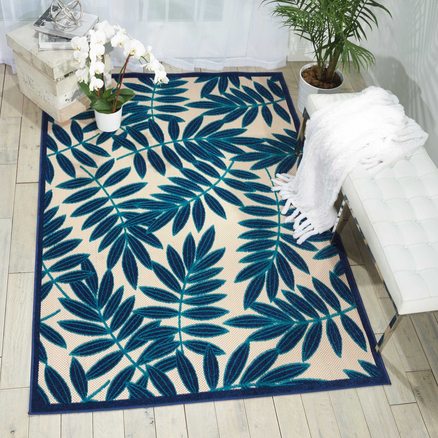 Nourison Home Aloha  Navy  Contemporary