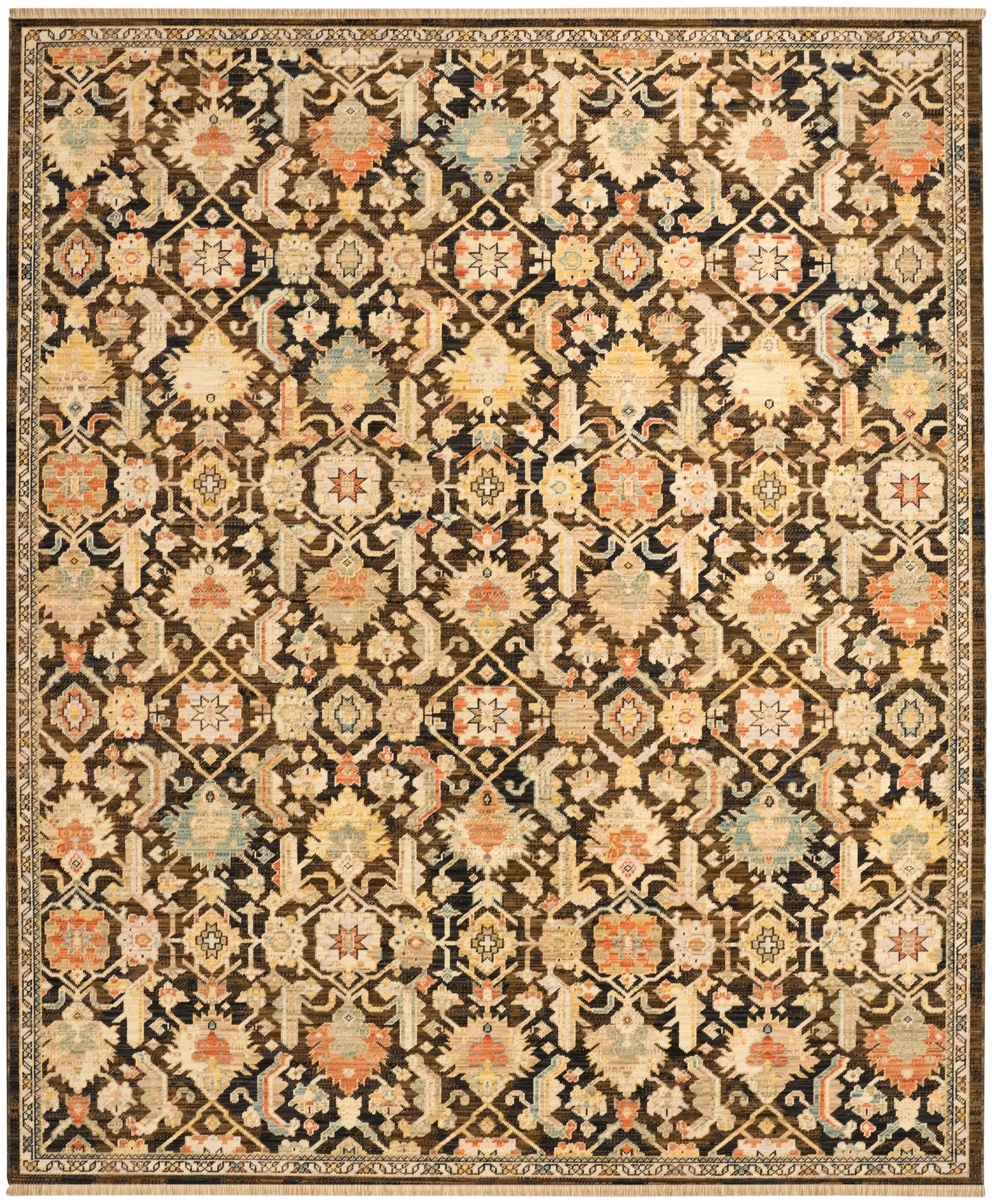 Nourison Home Antique Bloom ANB02 Mocha Multicolor Traditional Machine Woven Rug