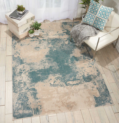 Nourison Home Maxell  Ivory Teal  Contemporary