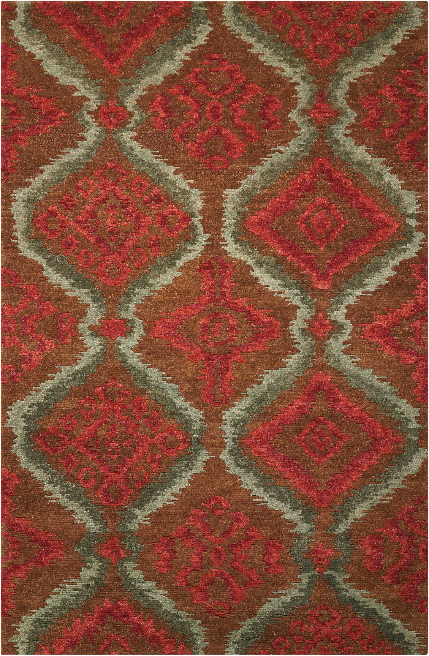 Nourison Home Tahoe MTA06 Brown Red Contemporary Knotted Rug