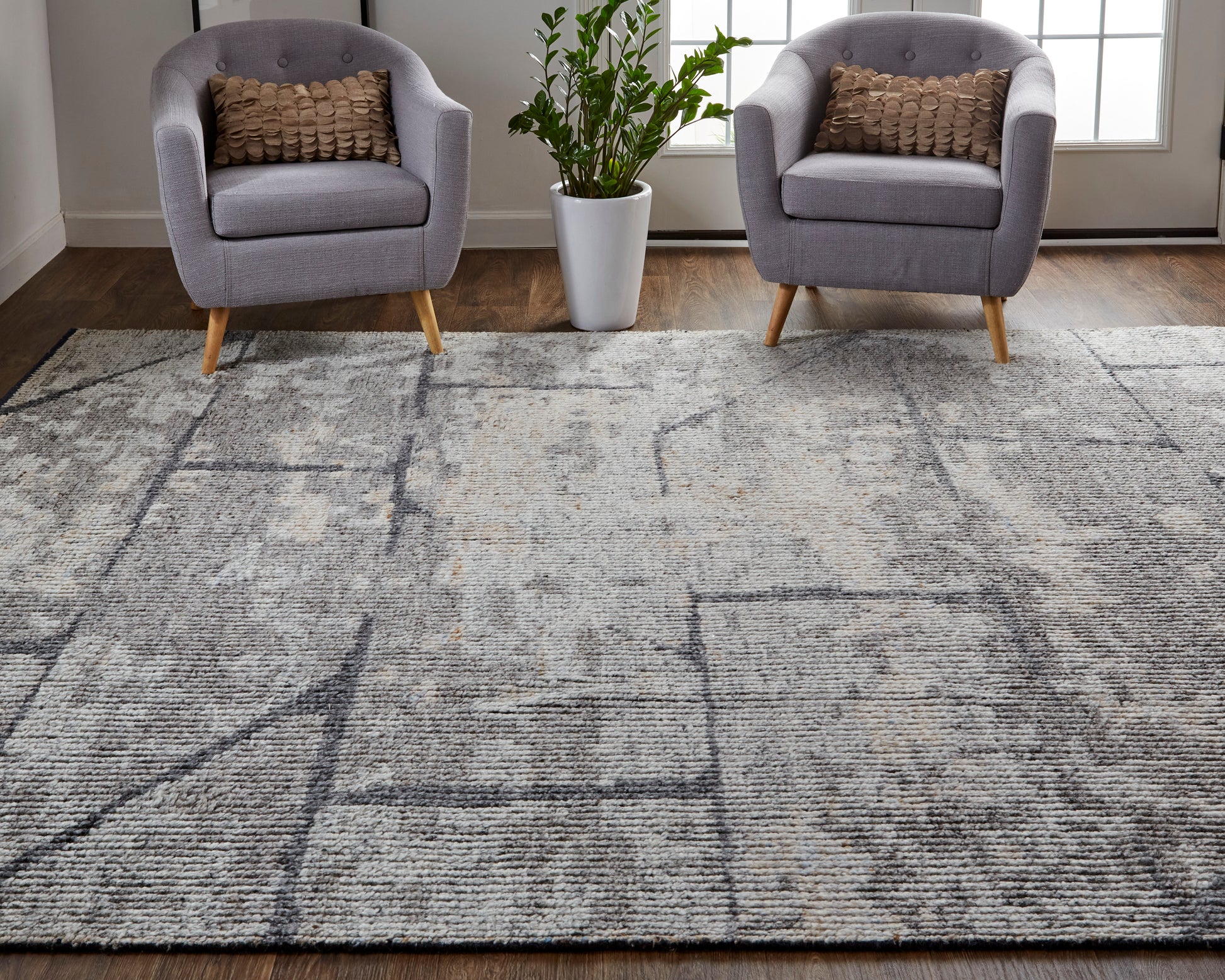 Feizy Alford 6925F Gray Modern/Industrial Hand Knotted Rug