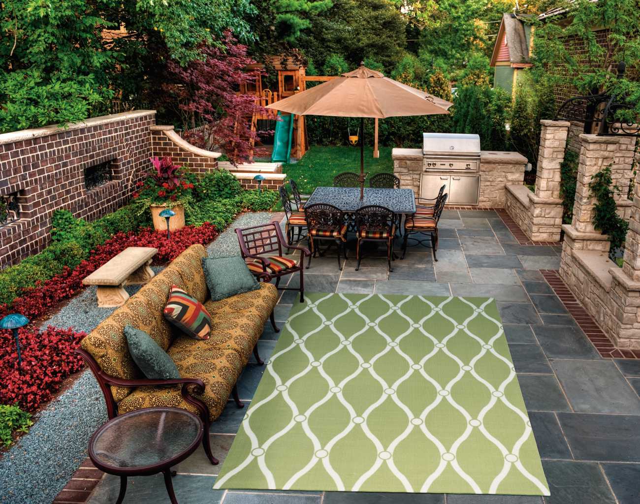Nourison Home Home & Garden  Green  Transitional